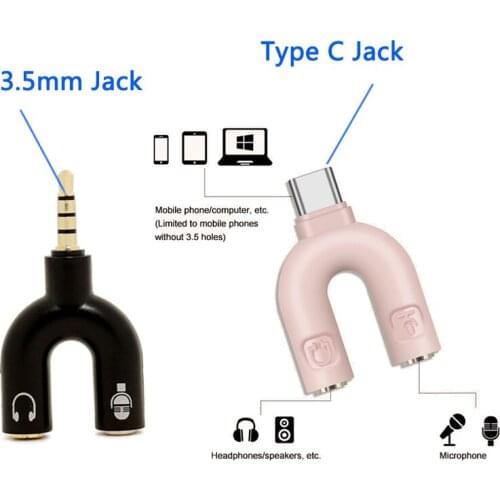 3.5mm Type-C Audio Splitter Cable to Computer Jack 3.5mm / type-c 1 Male to 2 Female Mic Splitter AUX Cable Headphone Splitter A