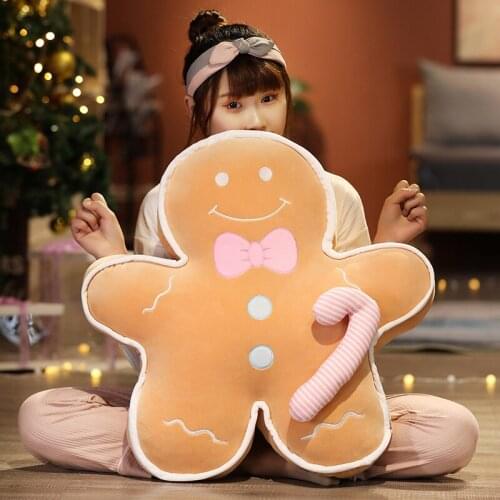 40/60/70CM Cartoon Gingerbread Man Plush Toys Biscuit Man Stuffed Soft Cute Pillow kawaii Bear Xmas Birthday GIft for Kids Baby