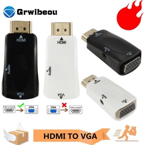 HDMI-compatible Male to VGA Female Adapter Audio Cable Converter FHD 1080P 720P 480P PC Laptop TV Box Computer Display Projector