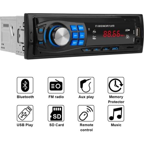 Memory Protector Bluetooth 4.0 Auto Parts Audio FM SD MMC MP3 Player TF USB AUX Support Stereo In-dash EQ Function Car Radio