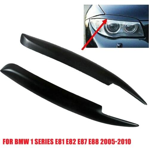Car Eyebrow Headlight Cover Head light Eyelid Eyebrow Cover Trim Stickers For Bmw 1 Series E81 E82 E87 E88 2005 2006 2007 ~ 2010