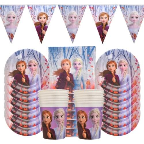 59pcs/lot Disney Frozen Birthday Party Theme Girl Elsa Anna Princess Party Paper Plate For Kids Birthday Party Decor Supplies