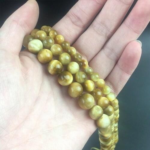 6 8 10mm Natural Stone Brown Bicolor Tiger Eye Loose Spacer Beads For Jewelry Making DIY Bracelet Accessories 15''Inches Strands