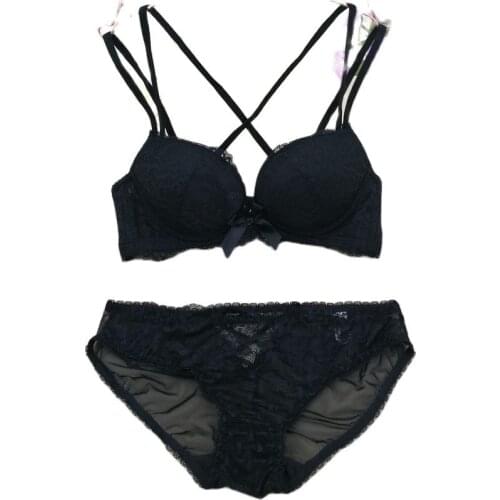 A B Cup Wire Free Bra Lace Panties Set For Women Breathable Sexy Underwear Female Fashion Push Up Bra Comfort Wireless Bras