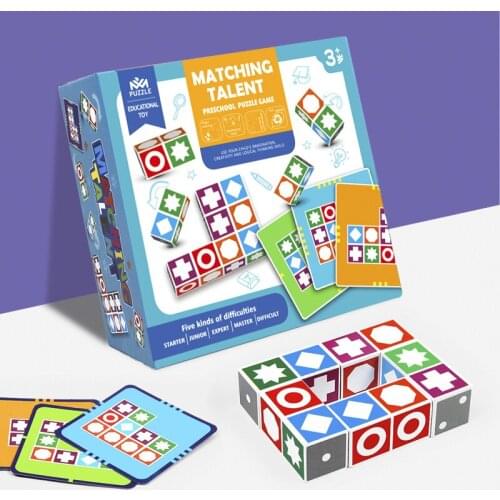 Montessori Wooden Spatial Logical Thinking Matching Game Children Educational Toys For Kids Early Learning Building Block