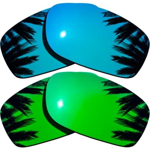 Ice Blue Mirrored+Green Mirrored Coating) 2-Pairs Polarized Replacement Lenses for Fives Squared 100% UVA & UVB Protection