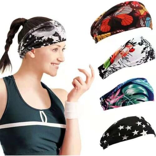 European And American Printed Sports Headband Yoga Hairband Sweat Absorption And Antiperspiration Wide Edge Fitness Headband