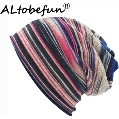 LOVINGSHA Autumn Winter Striped Design Thin Skullies Beanies Women Hats For Men Fashion Feminino Multifunction Scarf BHT109