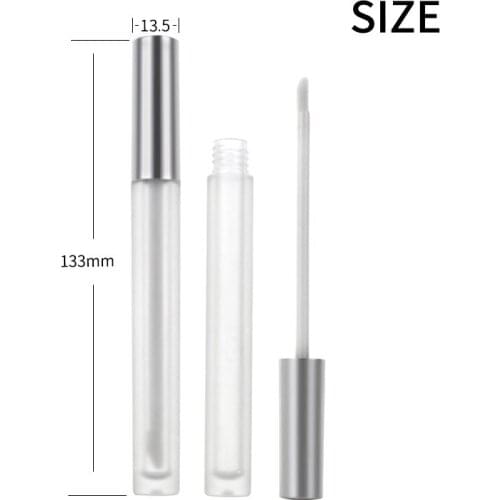 50pcs/lot 2.5ml matte clear lip tubes Slender round Lipstick tubes Matte silver cap frosted bottle Air lip glaze tube wholesale