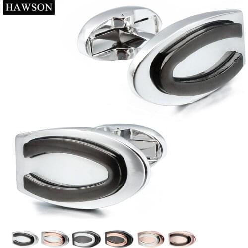 HAWSON Metal Oval Cufflinks for Mens French Shirt Wedding Cuff Links High Quality Cuff Button Jewelry Accessory