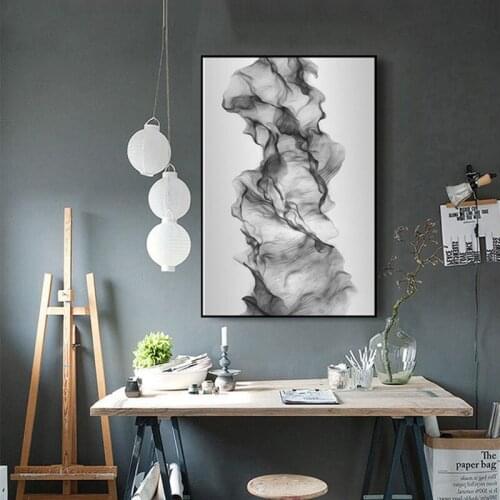 New Chinese Black and White Ink Liquid Diffusion Trajectory Canvas Painting Art Abstract Print Poster Picture Wall Home Decor