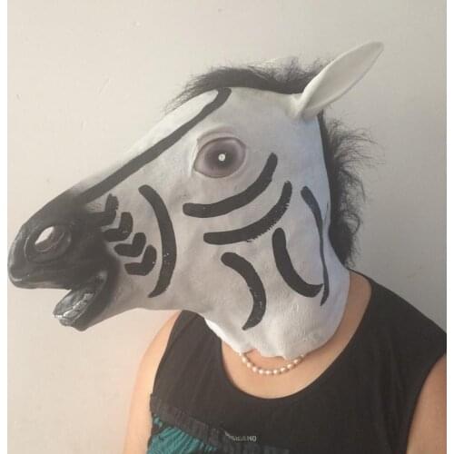 New Wholesale Creepy Latex Brown Horse Head Mask Fancy Dress Cosplay Face Mask Halloween Unicorn Horse Animals Head Latex Mask