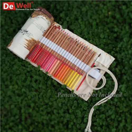 Wholesale Canvas Large Capacity Handmade Bag Pencil Case with 36 48 60 72 Holes Colored Pencils Bag Art School Supplies