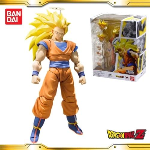Original BANDAI DRAGON BALL Z SHF 2.0 Super Saiyan 3 Son Goku Anime Action collection figures Model Toy