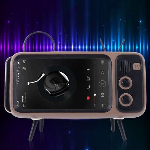 Portable Retro Mini TV Design Mobile Phone Holder Stand Desktop Lazy Bracket Creative Desktop Radio Clip Fashion Decoration