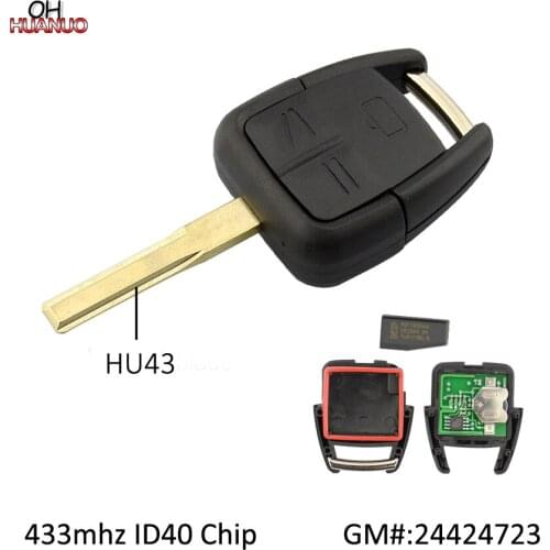 3 Button Remote Key Control Fob 433.92 mhz With ID40 Chip For Opel Vauxhall Astra Vectra HU43 Blade Key Part # 24424723