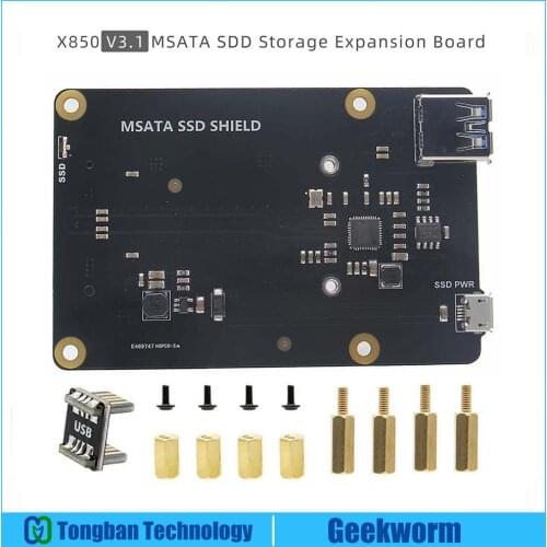 Raspberry Pi 3 Model B+(Plus) / 3B mSATA SSD Storage Expansion Board X850 V3.1 Expansion Board Module for Raspberry Pi