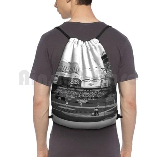 New York City Backpack Drawstring Bag Riding Climbing Gym Bag New York City Bronx Black White Yankees Yankee Stadium