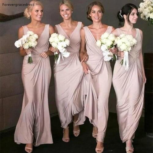 Spring Summer Western Bridesmaid Dresses V Neck Chiffon Boho Maid of Honor Wedding Guest Gowns Plus Size