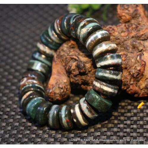 Super Energy Ultra Energy Tibetan Old Agate Cinnabar Dots Abacus Shape dZi Bead Bracelet LKbrother Talisman UPD210819A1