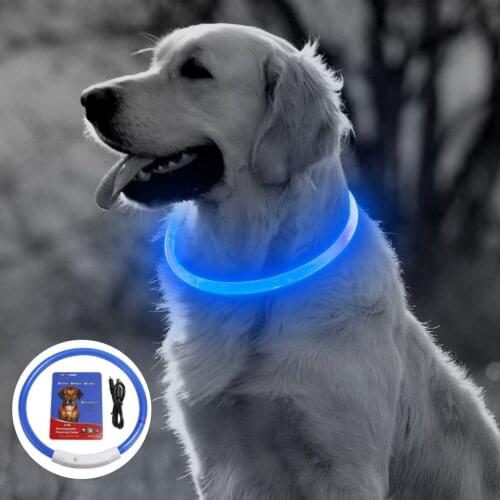 LED Dog Collar Light USB Rechargeable Glowing Dog Harness Luminous Pet Flash Night Charging Collars For Small Medium Large Dog