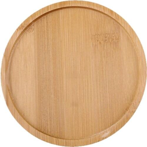 Plant Pot Saucer Flower Container Bamboo Tray Creative Grooved Base Round Original Wood Color Coasters Tabletop Tea Set