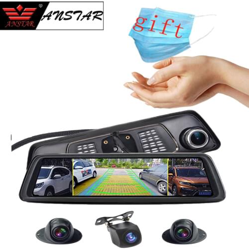 Anstar 10" 4G Rearview Mirror Car DVR 2+32GB 4CH Cameras Android 5.1 Video Recorder ADAS GPS Auto Registrar Dash Cam