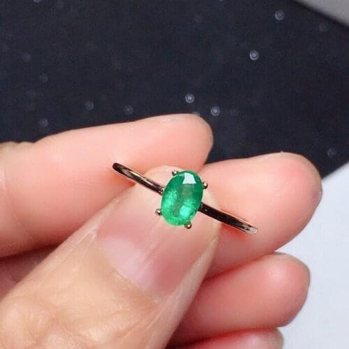 100% Natural Emerald Ring for Daily Wear Hotsale 4mm*6mm Emerald Silver Jewelry Simple 925 Silver Emerald Jewelry Gift for Woman