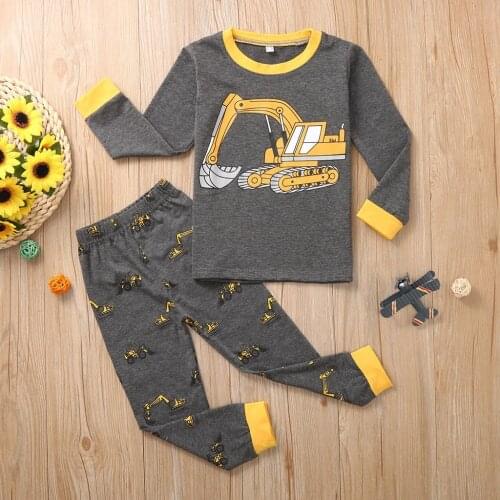 Toddler Baby Boys Clothes Cartoon Car Print Shirt +Pants Sets Baby Kids Pajamas Outfit Winter Boy Clothing 1 2 3 4 5 6 7 8 Years