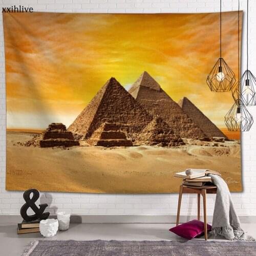 Famous Ancient Egyptian Pyramids Psychedelic Custom HD Tapestry For Carpet Travel Mattress Wall Carpets Art Home Decor 70x95cm