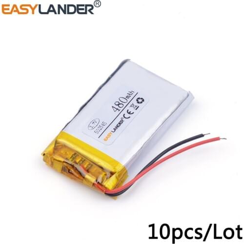 10pcs /Lot 502545 480mah 3.7v lithium Li ion polymer rechargeable battery 052545 MP3 MP4 MP5 toy polymer lithium battery