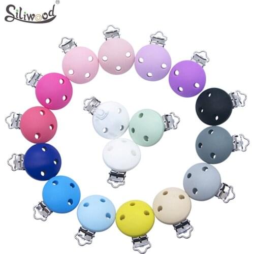 10pc New Round Shaped Pacifier Clip Silicone Bead Baby Teether Wooden Teething Accessories Clip Nipple Clasps Toy DIY Bead Tool