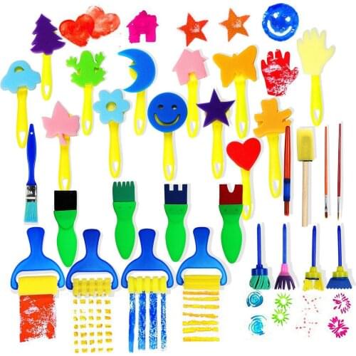 30pcs Children Sponge Paint Brushes Drawing Tools for Children Early Painting Arts Crafts DIY