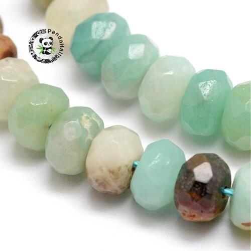 Faceted Natural Amazonite Abacus Beads Strands, Undyed, 8x5mm, Hole: 1mm; about 76pcs/strand, 15.2"