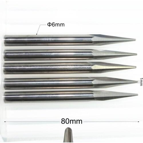 6mm*R0.5*80L,5pcs,Free shipping Taper Ball nose End Mill,CNC milling Cutter,Solid carbide tool,woodworking router bit