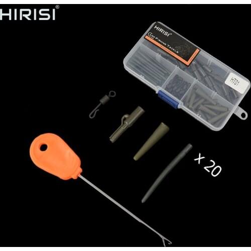 80Pcs/20Sets Carp terminal tackle carp fishing safety lead clip set carp fishing rolling swivel with 1pcs bait needle tool