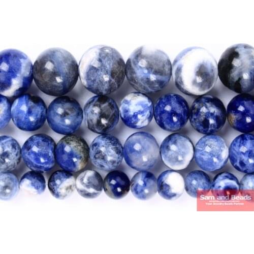 Free Shipping Natural Stone Sodalite Loose Round Beads For Jewelry Making Strand 15" 4 6 8 10 12mm Pick size SLB01