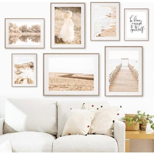 Plank Road Beach Waterfall Wheats Lake Wall Art Canvas Painting Nordic Posters And Prints Wall Pictures For Living Room Decor