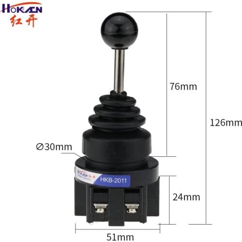 30mm Joystick Switch Momentary maintained 2 position 2NO Spring return Monolever Rocker Switch Wobble Stick Cross Switch HKB-201