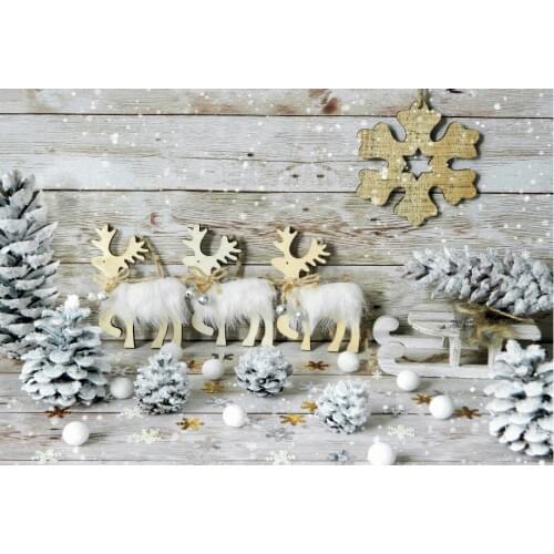 Christmas Backdrop Pine Cone Snowflake Elk Vinyl Photography Background New Year Xmas Party Decoration Photo Booth Studio Props