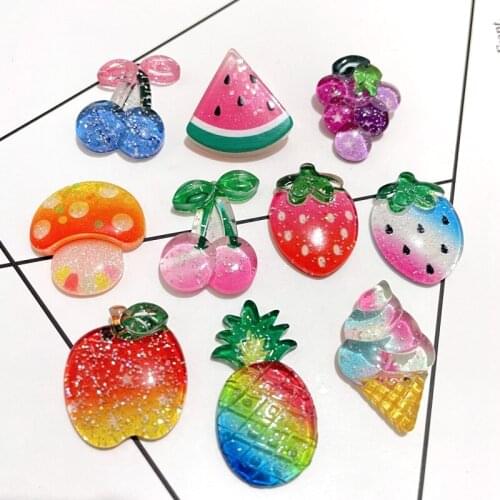 10Pcs NEW Fruits Cake Ice Cream Popsicle Flat Back Resin Cabochons Scrapbooking DIY Jewelry Craft Decoration Accessories