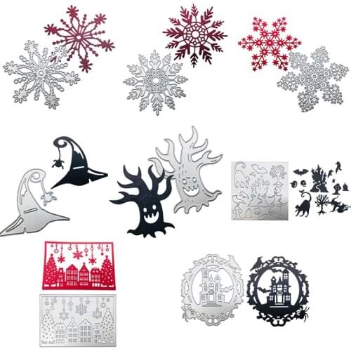 Halloween Castle Hat Christmas Snowflake Metal Cutting Dies Stencil Scrapbooking Album Stamp Paper Card Embossing Craft Decor