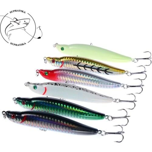 16g/95mm Artificial Pencil Professional Freshwater Fishing Lure Hard Bait 3D Eyes Anti-Corrosion Bionic Plastic Fishing Bait