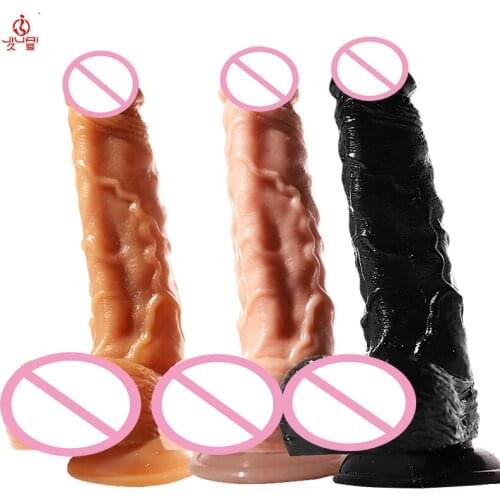 Jiuai Realistic Skin Feeling Mens Big Dildo Masturbation Stimulate Sex Toys for Woman Vagina Anal Massage