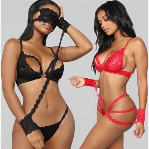 Sexy Hot Erotic Lace Lingerie Open Bra+G-string Set Babydoll Womens Bralette Bra Brief Sexy Underwear 2Pcs