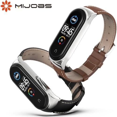 For Mi Band 5 6 Leather Strap Colorful Black Rose Gold Case Smart Band for Mi Band 5 4 3 Global Bracelet for Mi 5 Band Strap