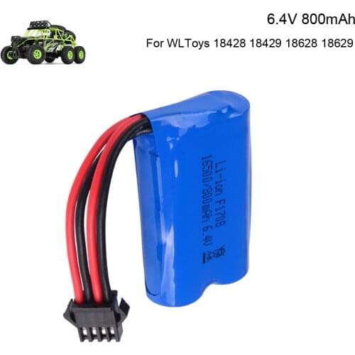 Lipo Battery for WLToys 18628 18629 18428 18429 6.4V 800mAh RC Car Toy SM 4P plug toy car accessories good quality li-i battery
