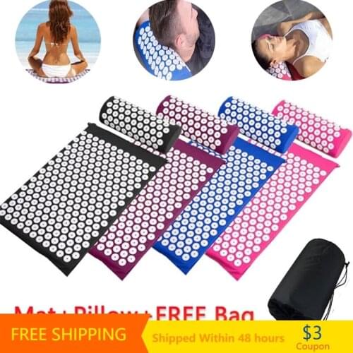 Massage Cushion Yoga mat Lotus acupressure mat pillow acupuncture mats carpet back pain relief Backache massager relaxtion body