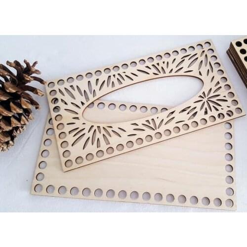 Set of 2pcs Wooden Basin for Crochet DIY wood base for napkin wooden bottom 25*15cm