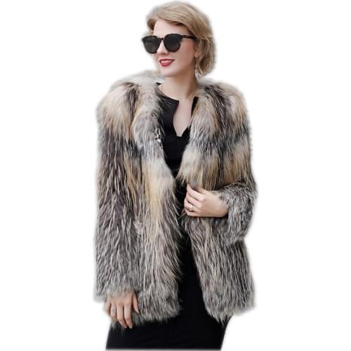 Real Knitted fashion fur coat Genuine fox fur fur coat women natural golden fox fur jacket long overcoat